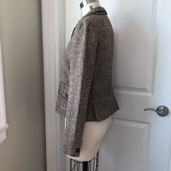 PRADA Silk Tweed Black Trim Beige Blazer 03-5245-8581 - Picture 2 of 14